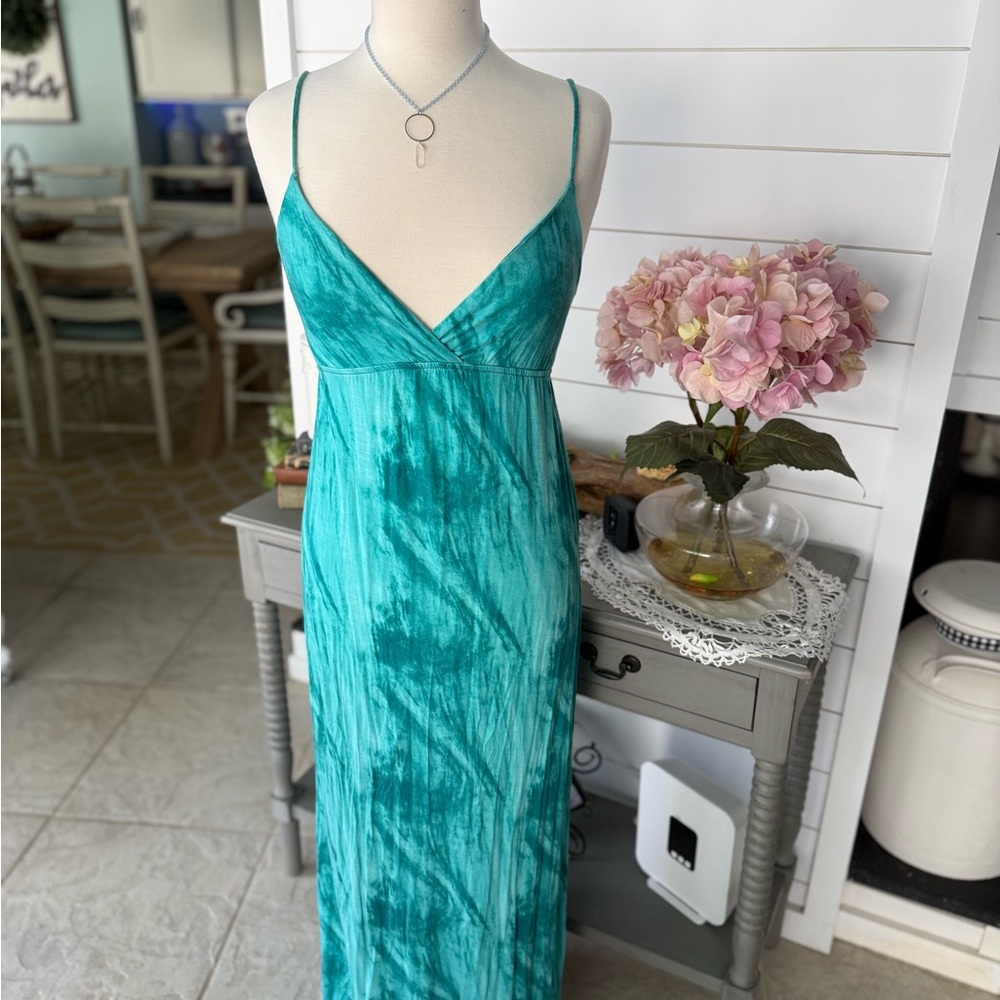 Tart Teal Tie-Dye Maxi Dress